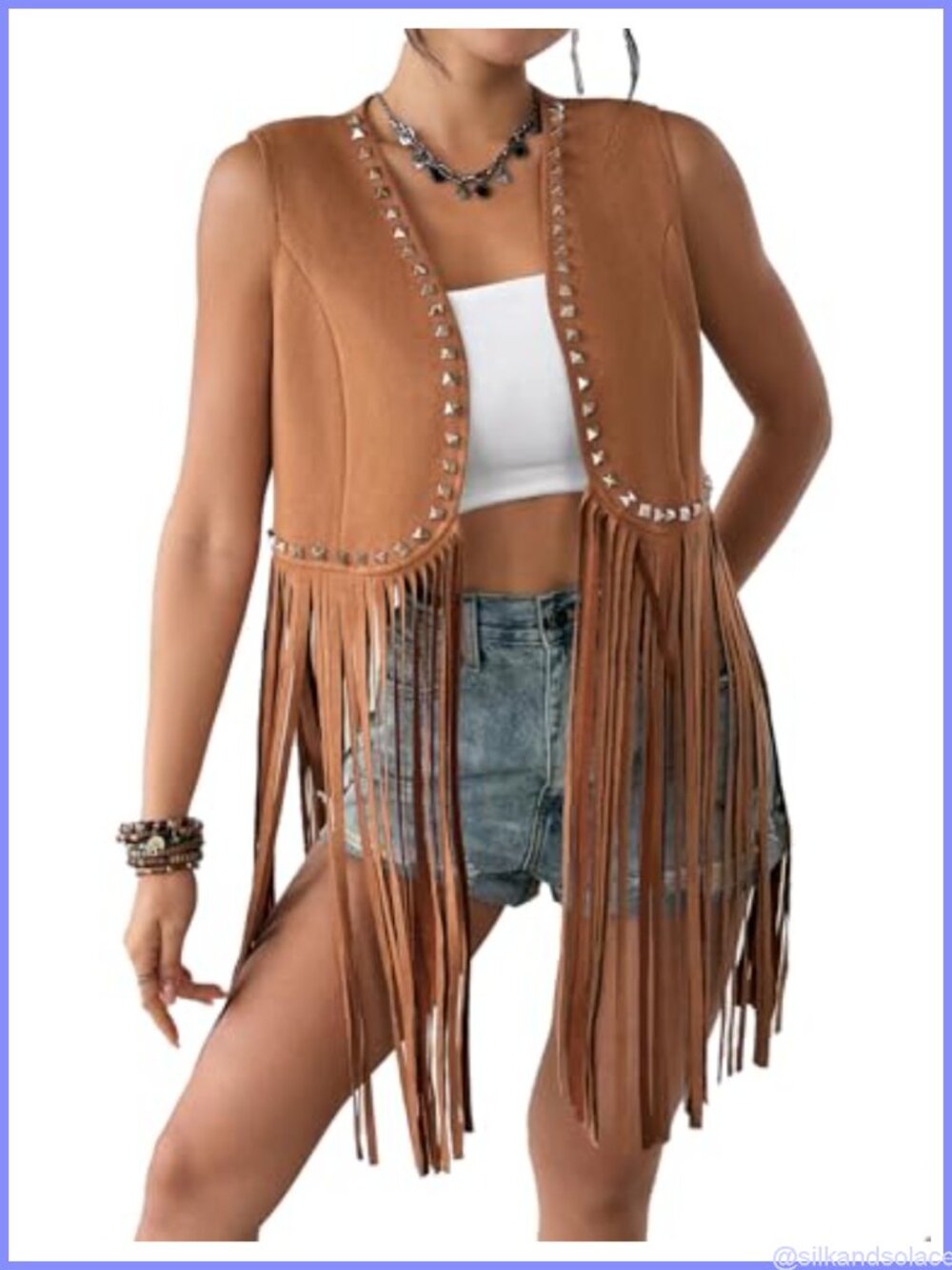 Boho Faux Suede Fringe Vest Sleeveless Western Cowgirl Tassel Hippie Jacket